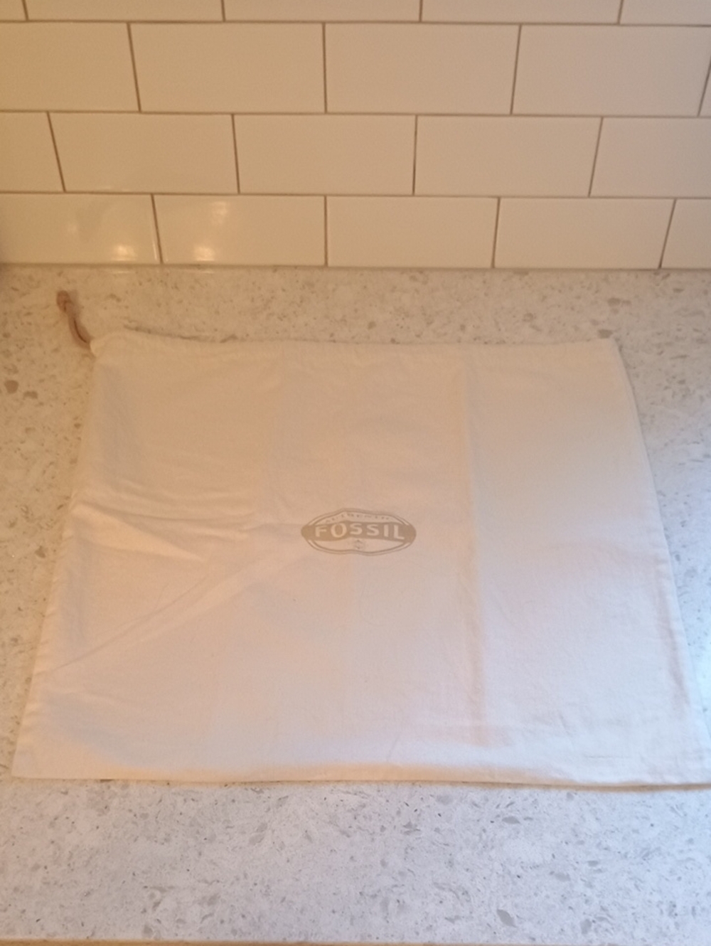 Fossil Cream Drawstring Dust Pouch with Logo
